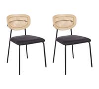 Beliani Set Of 2 Dining Chairs Mayetta Rattan Black