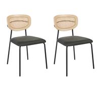 Beliani Set Of 2 Dining Chairs Mayetta Rattan Dark Green