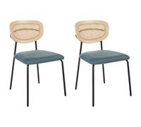 Beliani Set Of 2 Dining Chairs Mayetta Rattan Teal