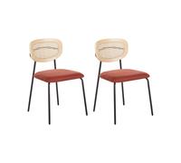 Set of 2 Dining Chairs MAYETTA Rattan Orange