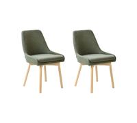 Set of 2 Dining Chairs MELFORT Fabric Dark Green