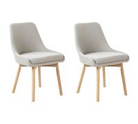 Beliani Set Of 2 Dining Chairs Melfort Fabric Light Grey