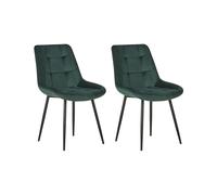 Set of 2 Dining Chairs MELROSE Velvet Dark Green