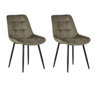 Beliani Set Of 2 Dining Chairs Melrose Velvet Olive Green, Green