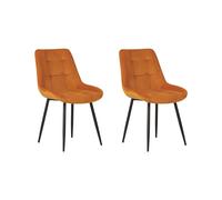 Set of 2 Dining Chairs MELROSE Velvet Orange