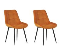 Beliani Set Of 2 Dining Chairs Melrose Velvet Orange, Orange