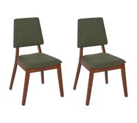 Set of 2 Dining Chairs MERRILL Wood Dark Green