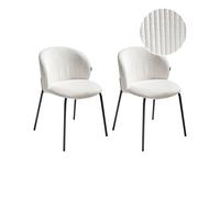 Beliani Set Of 2 Dining Chairs Miles Corduroy Off-White, White
