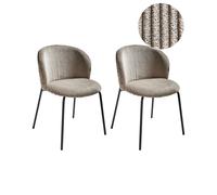 Beliani Set Of 2 Dining Chairs Miles Corduroy Taupe