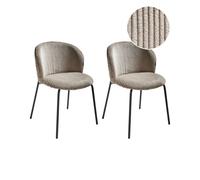 Set of 2 Dining Chairs MILES Corduroy Taupe