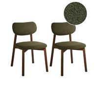 Set of 2 Dining Chairs MILLS Boucle Dark Brown/ Green