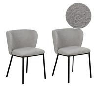 Set of 2 Dining Chairs MINA Boucle Grey