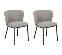 Beliani Set Of 2 Dining Chairs Mina Fabric Grey