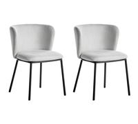 Beliani Set Of 2 Dining Chairs Mina Fabric Light Grey