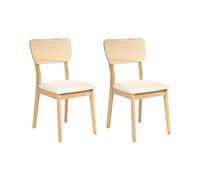 Set of 2 Dining Chairs MINIER Wood Light Brown/ Beige