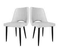Set of 2 Dining Chairs Modern Kitchen Chairs with Black Metal Legs Cut Out Back Design Perfect for Living Room Dining Room Bedroom and Reception Area.
