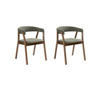 Beliani Set Of 2 Dining Chairs Mylo Fabric Dark Brown/ Green
