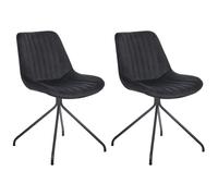 Beliani Set Of 2 Dining Chairs Navasota Velvet Black