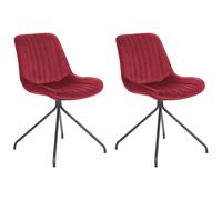 Beliani Set Of 2 Dining Chairs Navasota Velvet Dark Red, Red