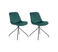 Beliani Set Of 2 Dining Chairs Navasota Velvet Emerald Green