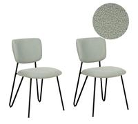 Set of 2 Dining Chairs NELKO Boucle Light Green