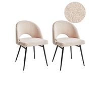 Beliani Set Of 2 Dining Chairs Onaga Boucle Beige