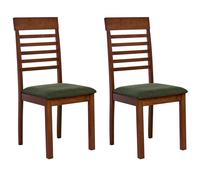 Set of 2 Dining Chairs ORTLEY Wood Dark Brown/ Green