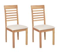 Beliani Set Of 2 Dining Chairs Ortley Wood Light Brown