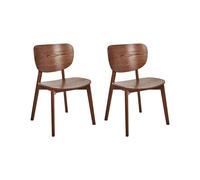 Beliani Set of 2 Dining Chairs OVERLY Wood Brown, Brown