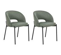 Set of 2 Dining Chairs PENNY Fabric Dark Green