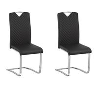 Beliani Set of 2 Dining Chairs PICKNES Faux Leather Black, Black