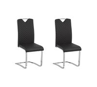 Beliani Set Of 2 Dining Chairs Picknes Faux Leather Black