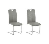 Set of 2 Dining Chairs PICKNES Faux Leather Light Grey