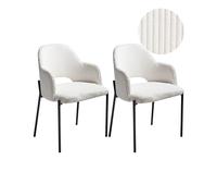 Set of 2 Dining Chairs RATON Corduroy Off-White