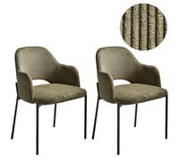 Beliani Set of 2 Dining Chairs RATON Corduroy Olive Green, Green
