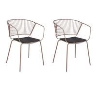 Beliani Set Of 2 Dining Chairs Rigby Metal Beige