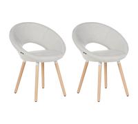 Set of 2 Dining Chairs ROSLYN Fabric Light Grey