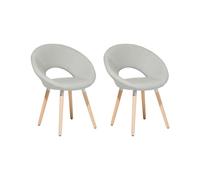 Beliani Set Of 2 Dining Chairs Roslyn Fabric Light Grey