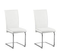 Set of 2 Dining Chairs ROVARD Faux Leather Off-White