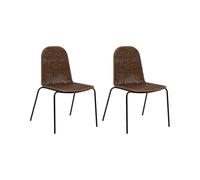 Beliani Set Of 2 Dining Chairs Roxton Rattan Dark Brown