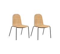 Beliani Set Of 2 Dining Chairs Roxton Rattan Natural