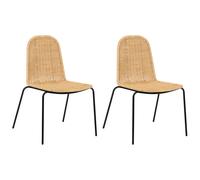 Set of 2 Dining Chairs ROXTON Rattan Natural