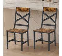 Set of 2 Dining Chairs, Rustic Accent Chairs for Dining Room, Steel Frame, for Kitchen, Living Room, Dining Room