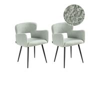 Set of 2 Dining Chairs SANILAC Boucle Light Green