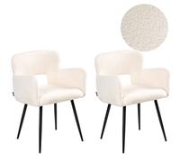 Set of 2 Dining Chairs SANILAC Boucle White