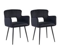 Set of 2 Dining Chairs SANILAC Velvet Black
