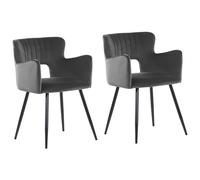 Set of 2 Dining Chairs SANILAC Velvet Dark Grey