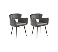Set of 2 Dining Chairs SANILAC Velvet Dark Grey