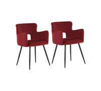 Set of 2 Dining Chairs SANILAC Velvet Dark Red