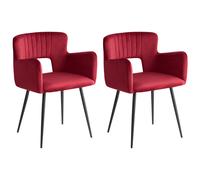 Set of 2 Dining Chairs SANILAC Velvet Dark Red